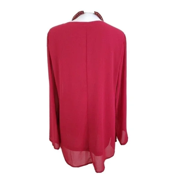 Cestyle ~Women Size L~ Red Long Sleeve Blouse Shirt Top NWT. - Picture 4 of 12